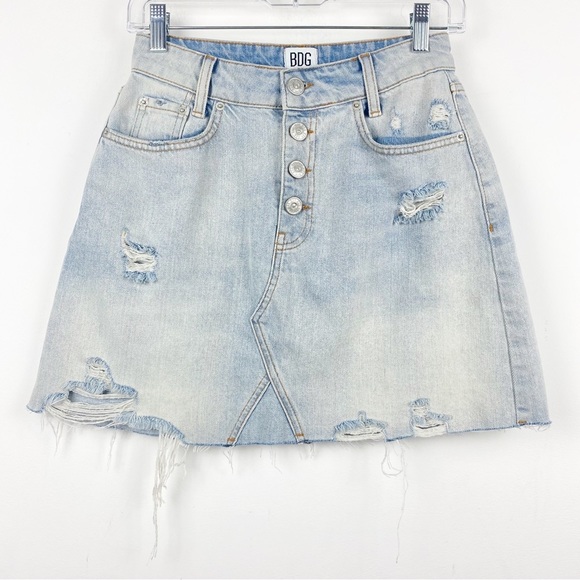 BDG Dresses & Skirts - BDG URBAN OUTFITTERS Blue Washed Denim Jean Skirt Cutoff Distressed Raw Hem S